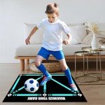Doskona Football Footstep Training Mat, Soccer Training Mat 35 * 24IN, Soccer Skills Training Equipment with Storage Bag and Soccer Return Trainer Net (Black-Blue)