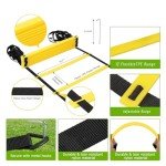 AOPUETRX 20FT Agility Soccer Ladder Training Equipment Set Football Gifts for Boys 8-14 with 12 Cones, Solo Trainer & Jump Rope, Suitable for Home Gym and Playground