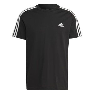 adidas Men's Essentials Single Jersey 3-Stripes T-Shirt, Black/White, Medium