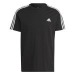 adidas Men's Essentials Single Jersey 3-Stripes T-Shirt, Black/White, Medium