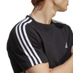 adidas Men's Essentials Single Jersey 3-Stripes T-Shirt, Black/White, Medium