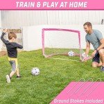 GoSports Team Tone 4 ft x 3 ft Portable Soccer Goal for Kids - Pop Up Net for Backyard - Pink