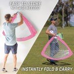 GoSports Team Tone 4 ft x 3 ft Portable Soccer Goal for Kids - Pop Up Net for Backyard - Pink