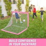 GoSports Team Tone 4 ft x 3 ft Portable Soccer Goal for Kids - Pop Up Net for Backyard - Pink