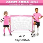 GoSports Team Tone 4 ft x 3 ft Portable Soccer Goal for Kids - Pop Up Net for Backyard - Pink