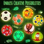 LAOESE Paint Your Own Soccer Ball Lamp Kit, DIY 3D Night Light with Soccer Stickers & Wooden Stand, Art Supplies Creativity Arts & Crafts Kit for Kids, Birthday Easter Gifts for Boys