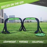 Sport Squad Portable Soccer Goal Net Set - Set of Two 4' Pop Up Training Soccer Goals with Compact Carrying Case - Easy Assembly and Compact Storage - Great for Kids and Adults