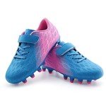 brooman Kids Firm Ground Soccer Cleats Boys Girls Athletic Outdoor Football Shoes(9,Blue Pink)