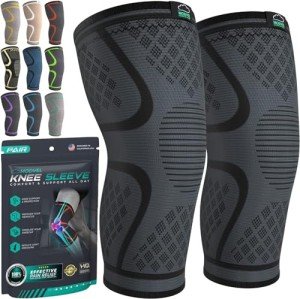 Modvel Compression Knee Brace for Women & Men, 2-Pack Knee Brace for Running Knee Pain, Knee Support Compression Sleeve, Workout Sports Knee Braces for Meniscus Tear, ACL & Arthritis Pain Relief