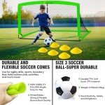 Soccer Goal for Backyard, 2 Pack 6x4 ft Soccer Nets, Portable Pop Up Soccer Goals, Soccer Kit Training Equipment with Soccer Ball, Target, Agility Ladder and Cones, Youth Outdoor Sports Games