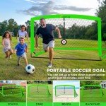 Soccer Goal for Backyard, 2 Pack 6x4 ft Soccer Nets, Portable Pop Up Soccer Goals, Soccer Kit Training Equipment with Soccer Ball, Target, Agility Ladder and Cones, Youth Outdoor Sports Games