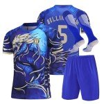 URAISEUS Kids Soccer Jerseys for Boy Football Training Shirt for Girls Practice Outfits for Youth (8-9years) Blue