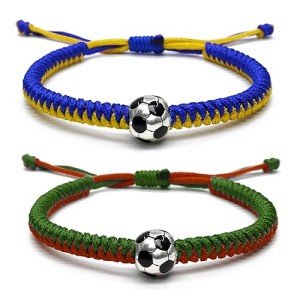 MANYC Soccer Bracelets for Men Women and Kids - Stylish Accessories for Soccer Fans Team Spirit Gifts For boys Girls 8-12 and Game Decor… (Redgreen and Blueyellow 2PCS)