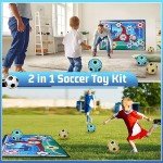 VATOS Toy Soccer Ball Game Set for Boys and Girls, Indoor Outdoor Backyard Toss Soccer Goal Game with 2 Balls, 1 Flannel Target, Soccer Toys for 3-5 6-8 8-12 Years Old Kids Birthday