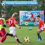 VATOS Toy Soccer Ball Game Set for Boys and Girls, Indoor Outdoor Backyard Toss Soccer Goal Game with 2 Balls, 1 Flannel Target, Soccer Toys for 3-5 6-8 8-12 Years Old Kids Birthday