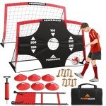 POWRMOVE Soccer Goals for Backyard - Portable Soccer Goals Set of 2 with Pump, Cones, Training Ladder, Size 4 Ball and Carry Bag - 6FT x 4FT Soccer Nets, Durable Soccer Equipment for Kids and Adults