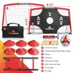 POWRMOVE Soccer Goals for Backyard - Portable Soccer Goals Set of 2 with Pump, Cones, Training Ladder, Size 4 Ball and Carry Bag - 6FT x 4FT Soccer Nets, Durable Soccer Equipment for Kids and Adults