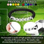Trnayi 24 Pcs Soccer Bracelets Soccer Party Favors Charm Soccer Sports Bracelet Stackable Clay Beaded Bracelets for Teens Team Women Men Sports Party Favors(12 Colors)