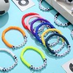 Trnayi 24 Pcs Soccer Bracelets Soccer Party Favors Charm Soccer Sports Bracelet Stackable Clay Beaded Bracelets for Teens Team Women Men Sports Party Favors(12 Colors)