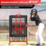 9 Hole Baseball Pitching Net with Strike Zone, Height Adjustable 9 Pocket Pitching Net Softball Pitching Target Net, Heavy-Duty Baseball Net for Pitching and Hitting, Basebal Training Equipment