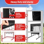 9 Hole Baseball Pitching Net with Strike Zone, Height Adjustable 9 Pocket Pitching Net Softball Pitching Target Net, Heavy-Duty Baseball Net for Pitching and Hitting, Basebal Training Equipment