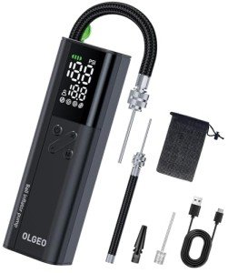 Olgeo Electric Ball Pump, 16PSI Portable Air Pump with Pressure Gauge and Digital LCD Display for Basketball Pump, Soccer Ball, Football Pump, Volleyball Pump, 4X Faster Sports Ball Pump
