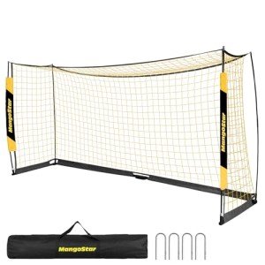 MangoStar Soccer Goal, 12X6 FT Soccer Goals for Backyard Portable Net Collapsible Metal Base, Quick Setup Soccer Net for Indoor Outdoor Practice Training with Carry Bag