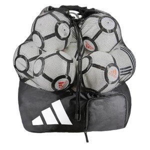 adidas Stadium Mesh, Laundry, Heavy Duty Soccer Bags for Coaches, Men and Women, Holds Up to 15 Balls, Black/White/2, One Size