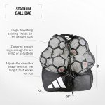 adidas Stadium Mesh, Laundry, Heavy Duty Soccer Bags for Coaches, Men and Women, Holds Up to 15 Balls, Black/White/2, One Size