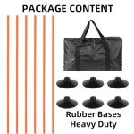 Nbguigdstr 6 Pcs 5FT Adjustable Agility Training Poles for Soccer,Basketball, Football, Horse,Dog-Speed and Agility Training Equipment Sports Training Poles with Rubber Bases and Bag（Orange）