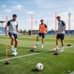 Nbguigdstr 6 Pcs 5FT Adjustable Agility Training Poles for Soccer,Basketball, Football, Horse,Dog-Speed and Agility Training Equipment Sports Training Poles with Rubber Bases and Bag（Orange）
