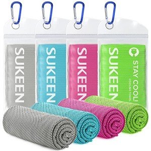 [4 Pack] Cooling Towel (40"x12"),Ice Towel,Soft Breathable Chilly Towel,Microfiber Towel for Yoga,Sport,Running,Gym,Workout,Camping,Fitness,Workout & More Activities (Grey/Green/Pink/Lake Blue)