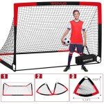 Kids Soccer Goals for Backyard Set of 2, 6x4 ft Portable Toddler Soccer Goal Training Equipment with Soccer Target, Ball, Cones, Soccer Net for Kids Age 3-5 6-8 8-12 10-12-14 Outdoor Sports Games Gift