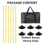 Nbguigdstr 6 Pcs 5 FT Adjustable Agility Training Poles for Soccer,Basketball,Football, Horse,Dog-Speed and Agility Training Equipment Sports Training Poles with Rubber Bases and Bag