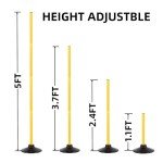 Nbguigdstr 6 Pcs 5 FT Adjustable Agility Training Poles for Soccer,Basketball,Football, Horse,Dog-Speed and Agility Training Equipment Sports Training Poles with Rubber Bases and Bag