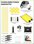 GHB Speed Agility Training Equipment, 6 Agility Poles, 20ft Agility Ladder, 12 Disc Cones, Resistance Parachute, Jump Rope, 4 Resistance Bands, Soccer Training Poles for Speed Agility Training