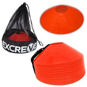 Agility Soccer Cones with Carry Bag for Sports Training - Set of 50 Orange Soccer Cones for Training Football, Basketball, Fitness - Heavy Duty Outdoor & Indoor Drill - Coaching Practice Equipment