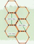GHB Hex Agility Rings Speed Rings with Carrying Bag 6 Set Portable Hexagon Rings, Agility Ladder for Agility Footwork Training (Orange)