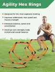 GHB Hex Agility Rings Speed Rings with Carrying Bag 6 Set Portable Hexagon Rings, Agility Ladder for Agility Footwork Training (Orange)