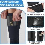 KMOLY Men's Grip Soccer Socks， Shin Guards，2 Pair Shin Sleeves, 1 Pair Sleeves with Optimized lnsert Pocket Soccer Football Equipment Set for Men Women