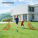 SONGMICS Kids Soccer Goals for Backyard, 4x3 ft Portable Soccer Nets Training Equipment, with Targets and Training Cones, Toddler Soccer Goal with Carrying Bag, for Field, Orange USZQ422O01