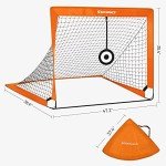 SONGMICS Kids Soccer Goals for Backyard, 4x3 ft Portable Soccer Nets Training Equipment, with Targets and Training Cones, Toddler Soccer Goal with Carrying Bag, for Field, Orange USZQ422O01