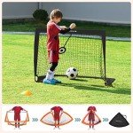 SONGMICS Kids Soccer Goals for Backyard, 4x3 ft Portable Soccer Nets Training Equipment, with Targets and Training Cones, Toddler Soccer Goal with Carrying Bag, for Field, Orange USZQ422O01