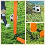 SONGMICS Kids Soccer Goals for Backyard, 4x3 ft Portable Soccer Nets Training Equipment, with Targets and Training Cones, Toddler Soccer Goal with Carrying Bag, for Field, Orange USZQ422O01