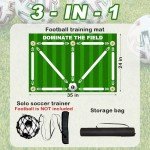 Doskona Football Footstep Training Mat, Soccer Training Mat 35 * 24IN, Soccer Skills Training Equipment with Storage Bag and Soccer Return Trainer Net (Green-White)