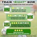 Doskona Football Footstep Training Mat, Soccer Training Mat 35 * 24IN, Soccer Skills Training Equipment with Storage Bag and Soccer Return Trainer Net (Green-White)