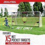 ZEALFEEL Soccer Target Net, 12x6ft Goal Net with 5 Scoring Zones for Practice Shooting & Goal Shots, Anti-Tear Mesh, 3 Steel Rods, Removable Stick-On Markers, Portable Football Training Equipment