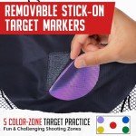 ZEALFEEL Soccer Target Net, 12x6ft Goal Net with 5 Scoring Zones for Practice Shooting & Goal Shots, Anti-Tear Mesh, 3 Steel Rods, Removable Stick-On Markers, Portable Football Training Equipment