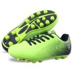 Vizari USA Stealth Boys Girls Soccer Cleats | Youth Firm Ground Athletic Outdoor Football Shoes for Toddler, Little Kid, Big Kid | Lightweight & Durable Green/Black