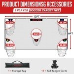 ZEALFEEL Soccer Target Net, 12x6ft Goal Net with 5 Scoring Zones for Practice Shooting & Goal Shots, Anti-Tear Mesh, 3 Steel Rods, Removable Stick-On Markers, Portable Football Training Equipment